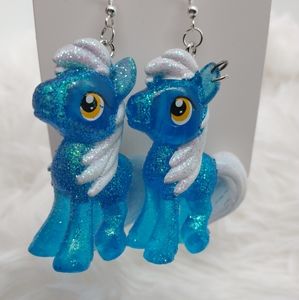 Earrings Royal Riff My Little Pony OOAK Handmade 925 Silver Blue Sparkle Toys